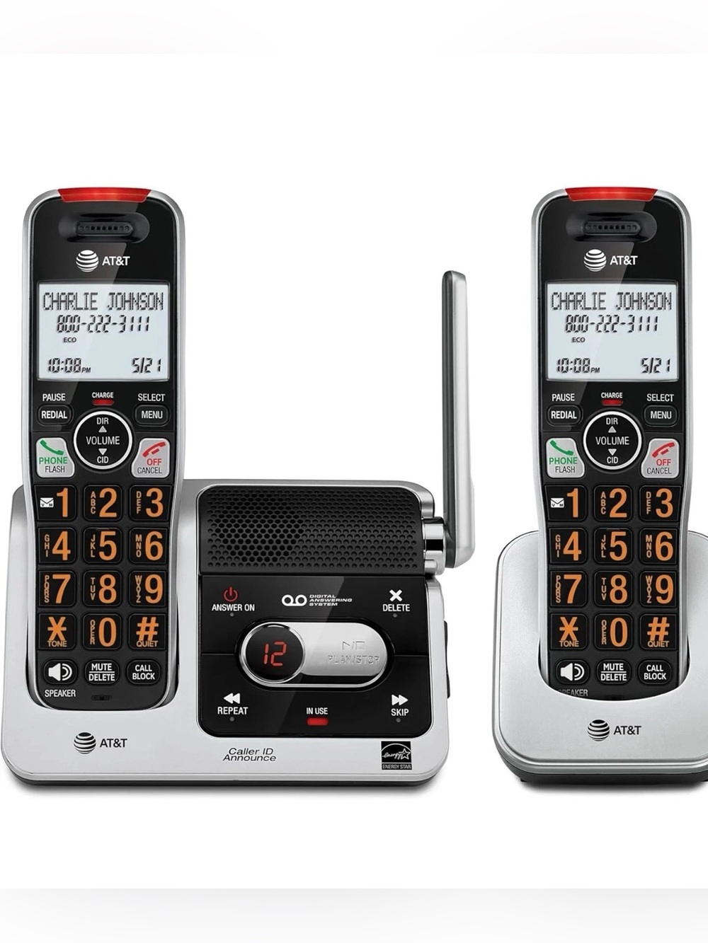 BL102-2 DECT 6.0 2-Handset Cordless Phone for Home with Answering Machine, Call